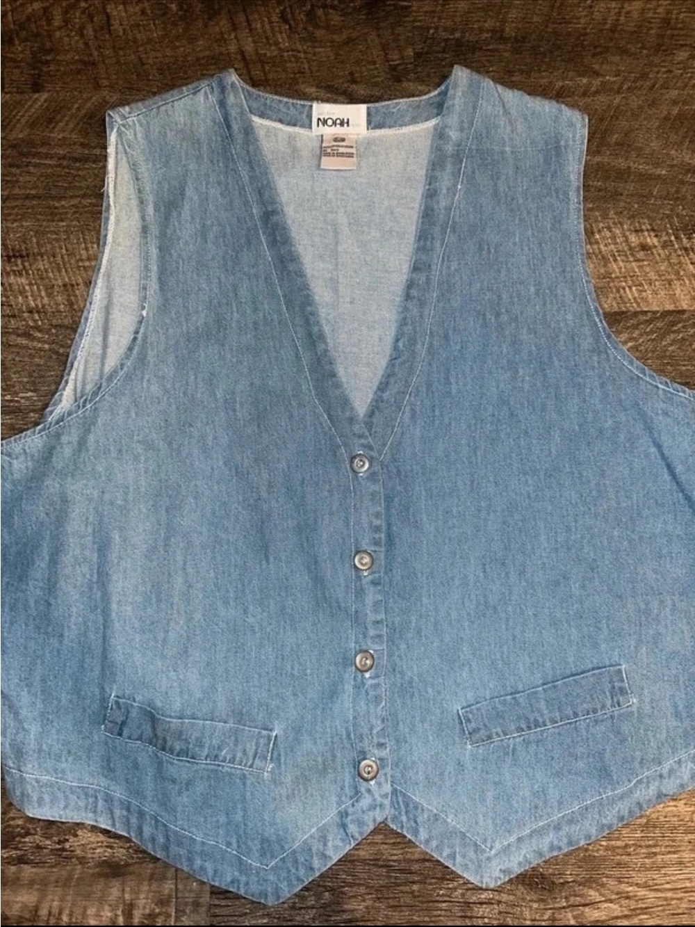 Womens Vintage 80/90s Light Blue Denim Vest - Classic Button Front